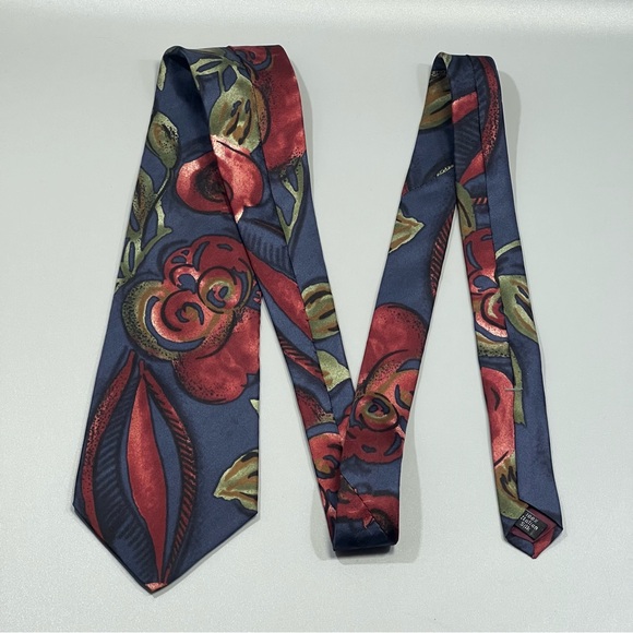 VTG Don Loper Beverly Hills Italian Silk Necktie Blue Red Green Floral Design - Picture 3 of 5